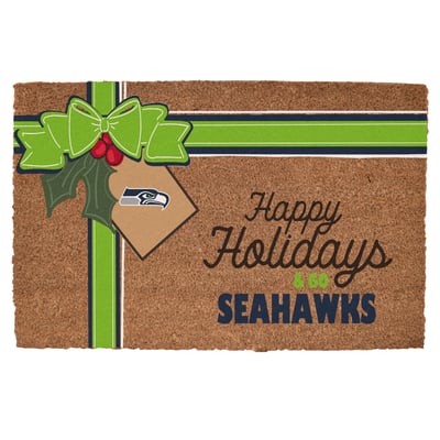 Seattle Seahawks 20" x 30" Holiday Gift Wrap Coir Door Mat
