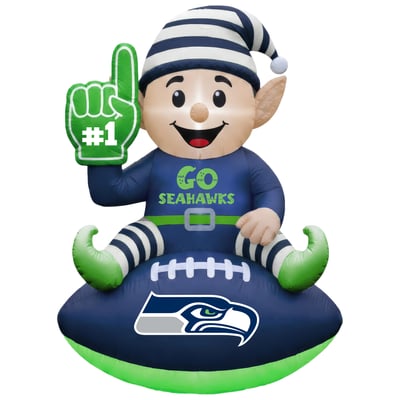 Seattle Seahawks 4' Elf on a Football Outdoor Yard Inflatable