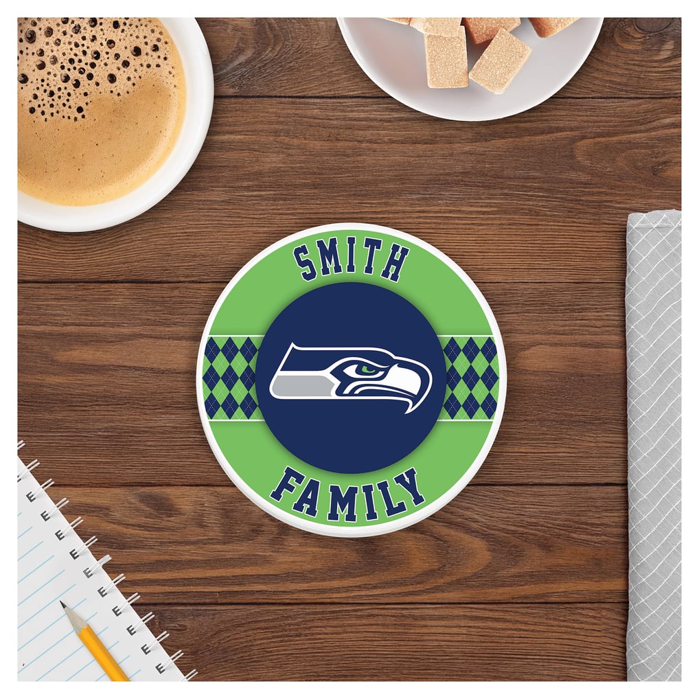 Seattle Seahawks 4" Personalized Circular Coasters 4-Pack Set