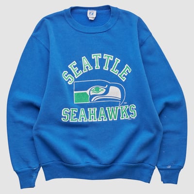 Seattle Seahawks Logo 7 90s Pullover Sweatshirt - Blue - XS by Fanatics Real Vintage