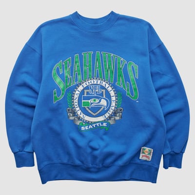 Seattle Seahawks Nutmeg Mills 90s Pullover Sweatshirt - Blue - M by Fanatics Real Vintage