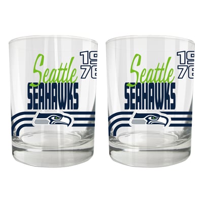 Seattle Seahawks Two-Piece 12oz. Heritage Rocks Glass Set