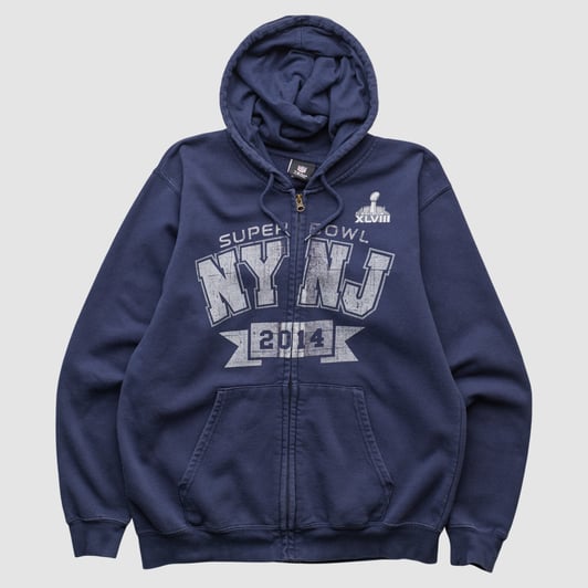 Super Bowl XLVIII NFL 2014 Hooded Full Zip Jacket - Navy - M by Fanatics Real Vintage