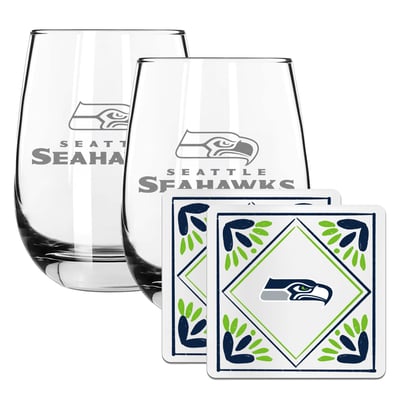 Seattle Seahawks The Memory Company 15oz. Stemless Wine Glass & Coaster Set