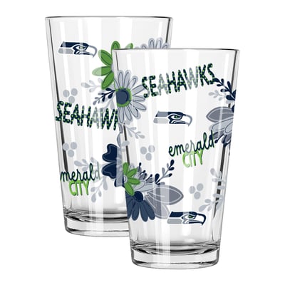 Seattle Seahawks The Memory Company Two-Piece 16oz. Flowers Pint Glass Set