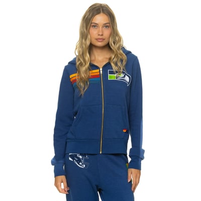 Seattle Seahawks Aviator Nation Unisex Tri-Blend Full-Zip Hoodie - College Navy