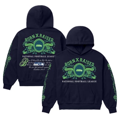Seattle Seahawks Born x Raised Unisex Crest Hoodie - College Navy