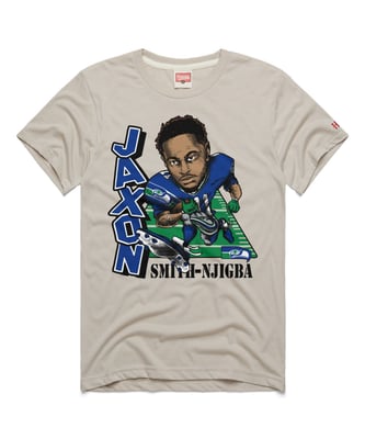 Jaxon Smith-Njigba Seattle Seahawks Homage Unisex Caricature Player Graphic Tri-Blend T-Shirt - Stone