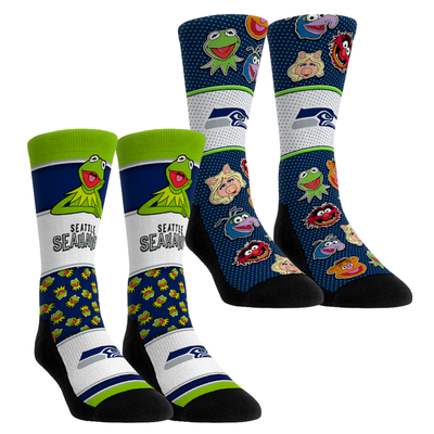  Seattle Seahawks Rock Em Unisex Muppets 2-Pack Crew Socks Set - Navy