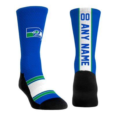  Seattle Seahawks Rock Em Unisex Throwback Jersey Custom Crew Socks - Royal