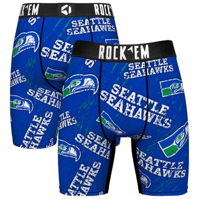  Seattle Seahawks Rock Em Unisex Throwback Logo Allover Boxer Briefs - Royal
