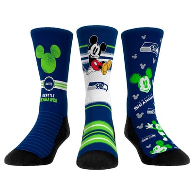  Seattle Seahawks Rock Em Unisex Disney Three-Pack Crew Socks Set - 