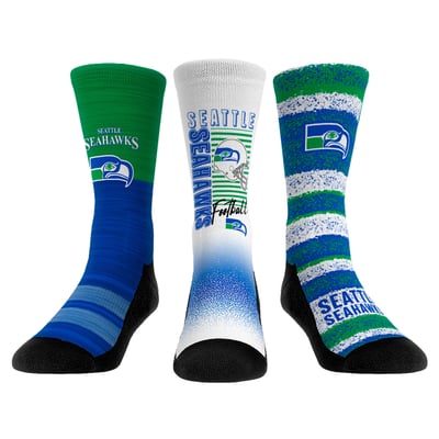  Seattle Seahawks Rock Em Unisex Throwback Three-Pack Crew Sock Set - 