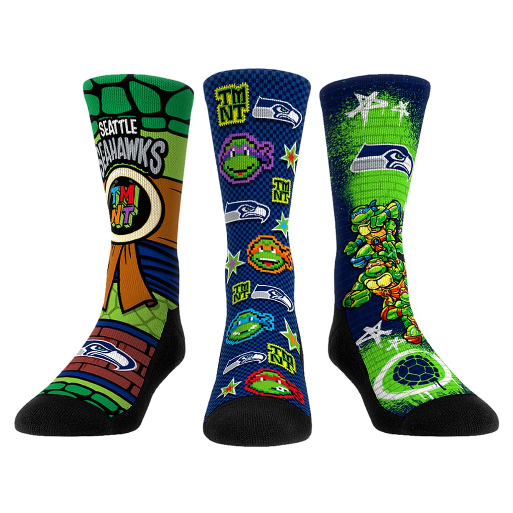  Seattle Seahawks Rock Em Socks Unisex TMNT Three-Pack Crew Sock Set - College Navy