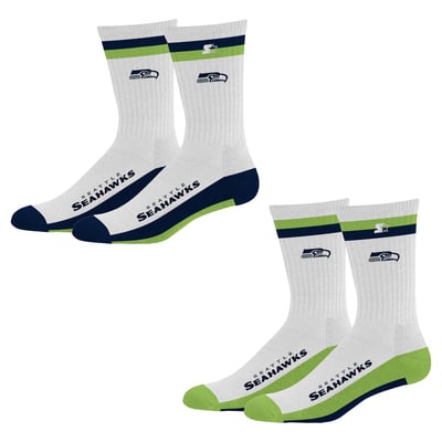  Seattle Seahawks Starter Unisex Two-Pack Stripe Top End Crew Socks