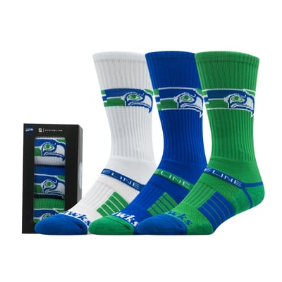 Seattle Seahawks Strideline Unisex Retro Premium 3-Pack Knit Crew Socks Set
