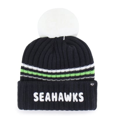  Seattle Seahawks '47 Women's Fuzzy Script Cuffed Knit Hat with Pom - College Navy