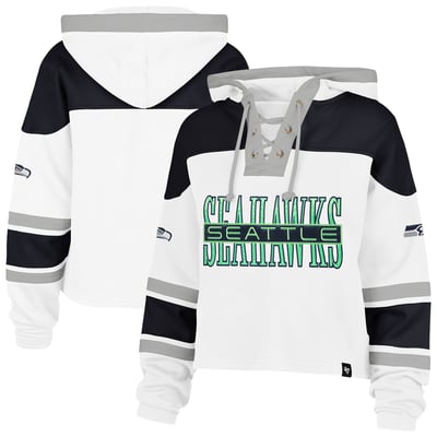 Seattle Seahawks '47 Women's Cut Thru Superior Lacer Hoodie - White