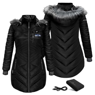 Seattle Seahawks ActionHeat Women's 5V Puffer Battery-Heated Jacket - Black