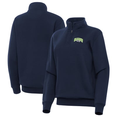 Seattle Seahawks Antigua Women's Victory Quarter-Zip Pullover - College Navy
