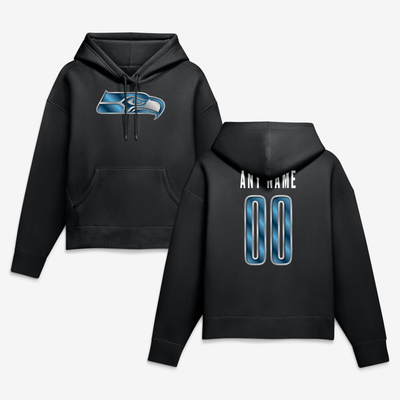 Seattle Seahawks Women's Forged Mascot Personalized Name & Number Hoodie - Black