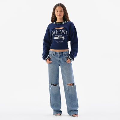  Seattle Seahawks Off Season x NFL Women's Fleece Shrug Cami - College Navy