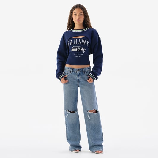  Seattle Seahawks Off Season x NFL Women's Fleece Shrug Cami - College Navy