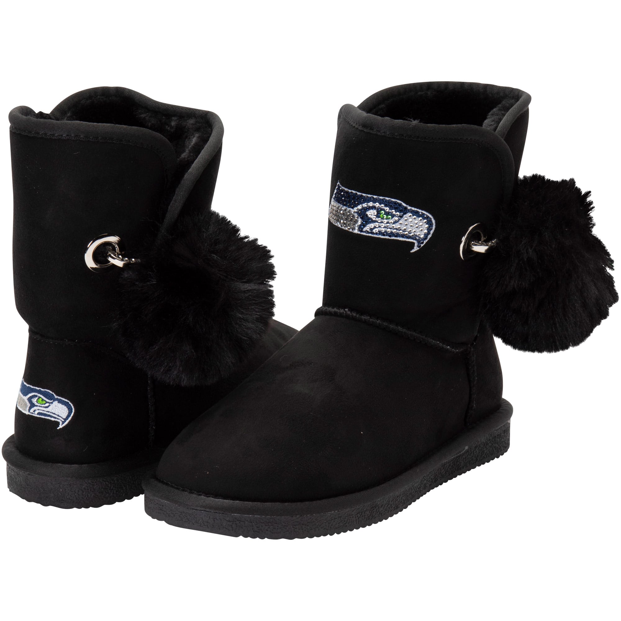Size 11 NFL Seattle Seahawks Faux Fur Gray Synthetic Suede Boots NWT Seattle Seahawks Winter Boots Womens 10 Blue NFL Faux Suede  main image 3