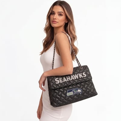 Seattle Seahawks Cuce Women's Vegan Leather Oversized Tote Bag - Black