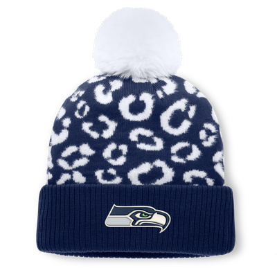 Seattle Seahawks Fanatics Women's Blur Cuffed Knit Hat with Pom - College Navy