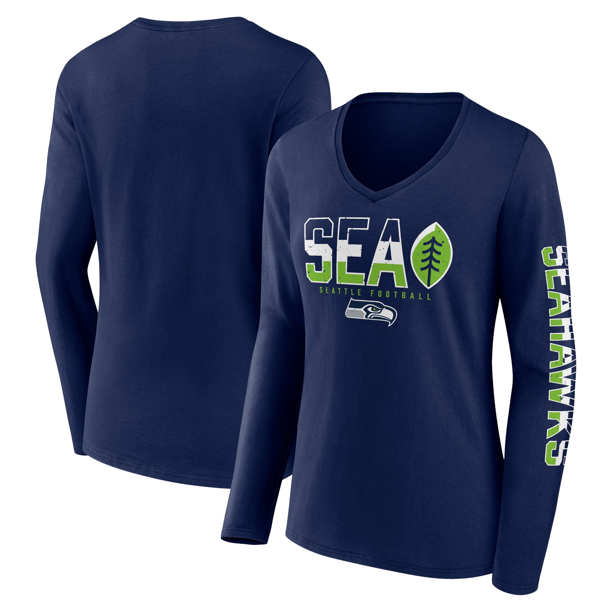 Fanatics Seattle Seahawks College Navy Hometown Sweep Long Sleeve V ...