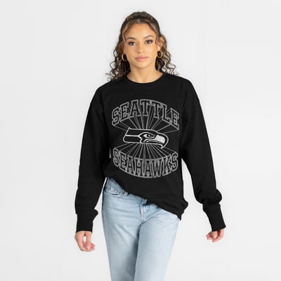 Seattle Seahawks Gameday Couture Women's Spotlight Oversized Long Sleeve T-Shirt - Black