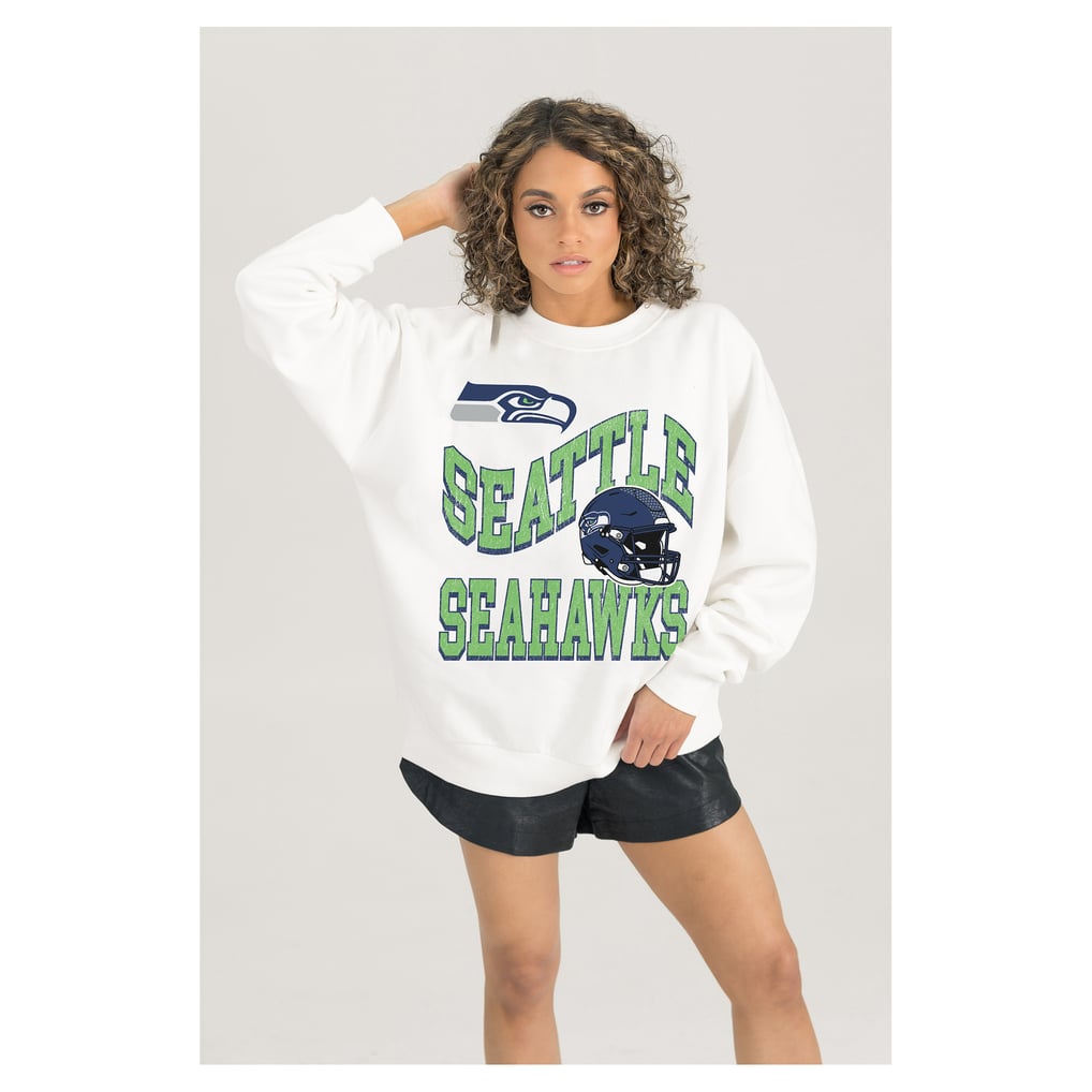  Seattle Seahawks Gameday Couture Women's Oversized Hard Earned Premium Fleece Pullover Sweatshirt - White