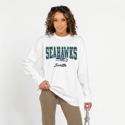 Seattle Seahawks Gameday Couture Women's Sweet Spot Oversized Long Sleeve T-Shirt - White