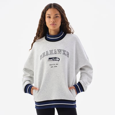  Seattle Seahawks Off Season x NFL Women's Mock Neck Sweatshirt - Heather Gray