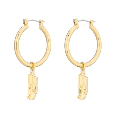  Seattle Seahawks LUV AJ Women's XL Logo Charm Hoop Earrings - Gold