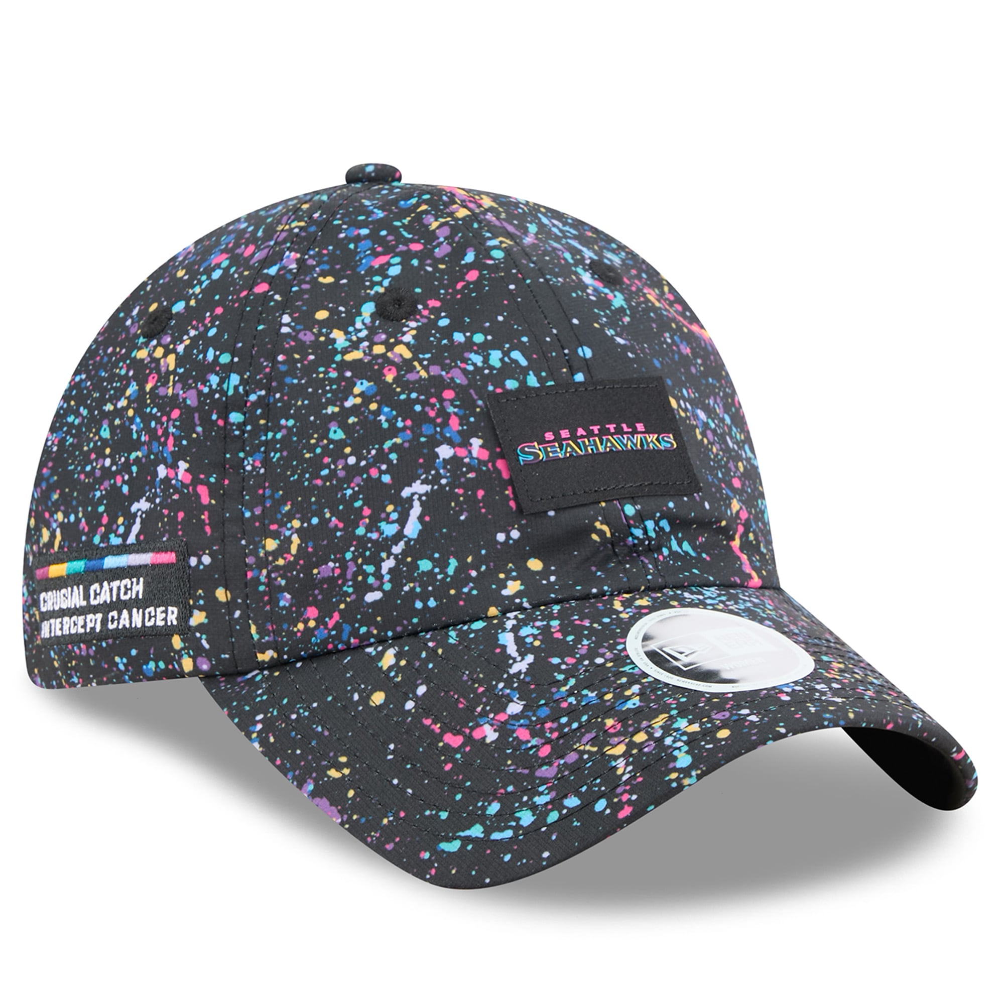 Seattle Seahawks New Era Tie Dye Crucial Catch Cancer baseball hat cap-October Seattle Seahawks 2025 Crucial Catch 59FIFTY Fitted Hat – New  main image 2