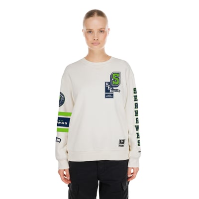  Seattle Seahawks New Era Women's Academic Crewneck Sweatshirt - Cream
