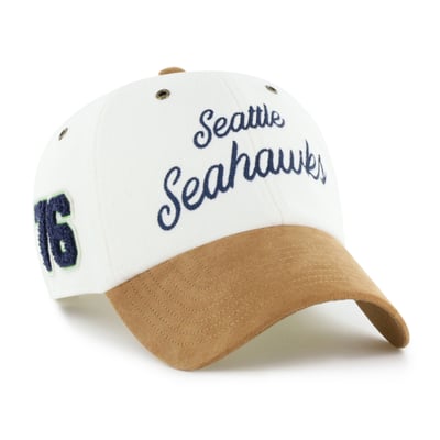 Seattle Seahawks Stoney Clover Lane x '47 Women's Cursive Clean Up Adjustable Hat - Cream/Tan