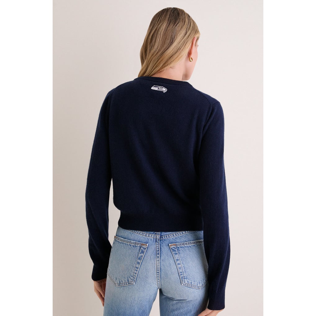 Women's Tuckernuck College Navy Seattle Seahawks Full-Button Cashmere ...