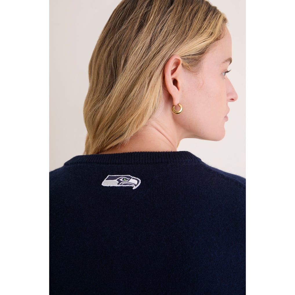 Women's Tuckernuck College Navy Seattle Seahawks Full-Button Cashmere ...
