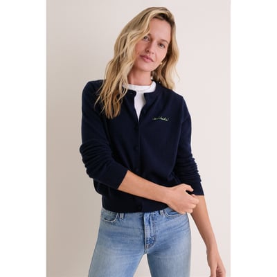 Seattle Seahawks Tuckernuck Women's Riley Full-Button Cashmere Cardigan - College Navy