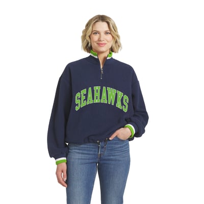  Seattle Seahawks WEAR by Erin Andrews Women's Polar Fleece Half-Zip Pullover - College Navy