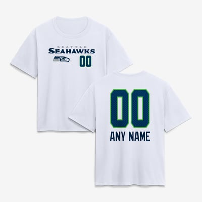 Seattle Seahawks Women's Touchdown Wordmark Personalized Name & Number T-Shirt - White