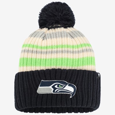  Seattle Seahawks '47 Youth Snow Fort Cuffed Knit Hat with Pom - College Navy