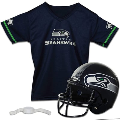 Seattle Seahawks Franklin Sports Youth NFL Deluxe Helmet & Jersey Set - College Navy
