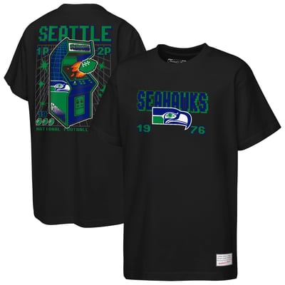  Seattle Seahawks Mitchell & Ness Youth Retro Arcade T-Shirt - Black