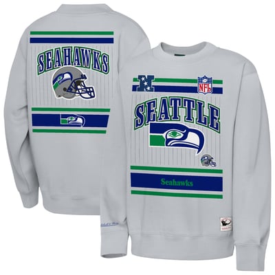  Seattle Seahawks Mitchell & Ness Youth Maxxed Out Fleece Fleece Crew Sweatshirt - Heather Gray