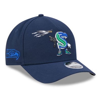 Seattle Seahawks New Era Youth Cartoon 9FORTY A-Frame Adjustable Hat - College Navy
