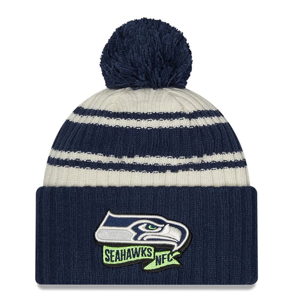 Exclusive Seattle Seahawks New Era NFL Sport Knit NWT Beanie Cuff With Pom Pom SEATTLE SEAHAWKS NFL FOOTBALL NEW ERA CUFFED POM KNIT BEANIE  main image 4